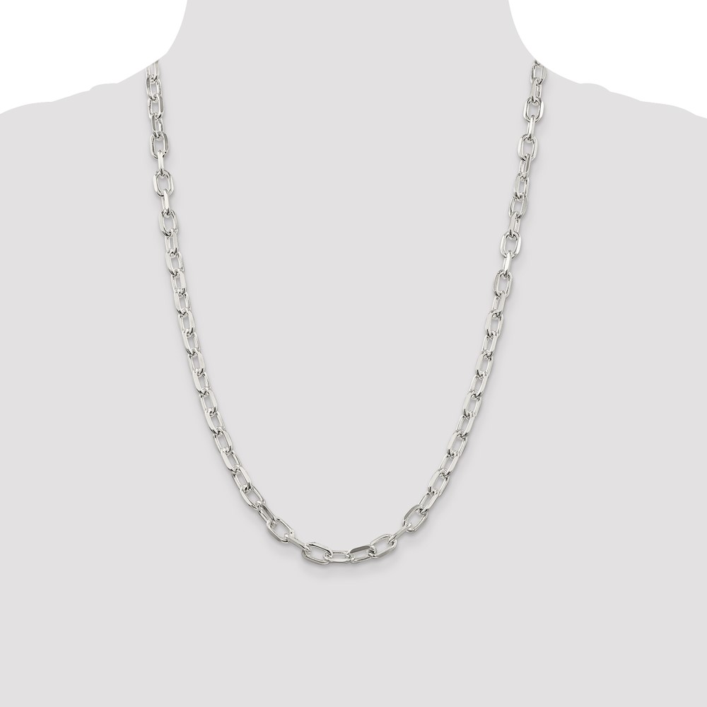 Sterling Silver 6.65mm Diamond-cut Long Link Cable Chain (QAR180-24)