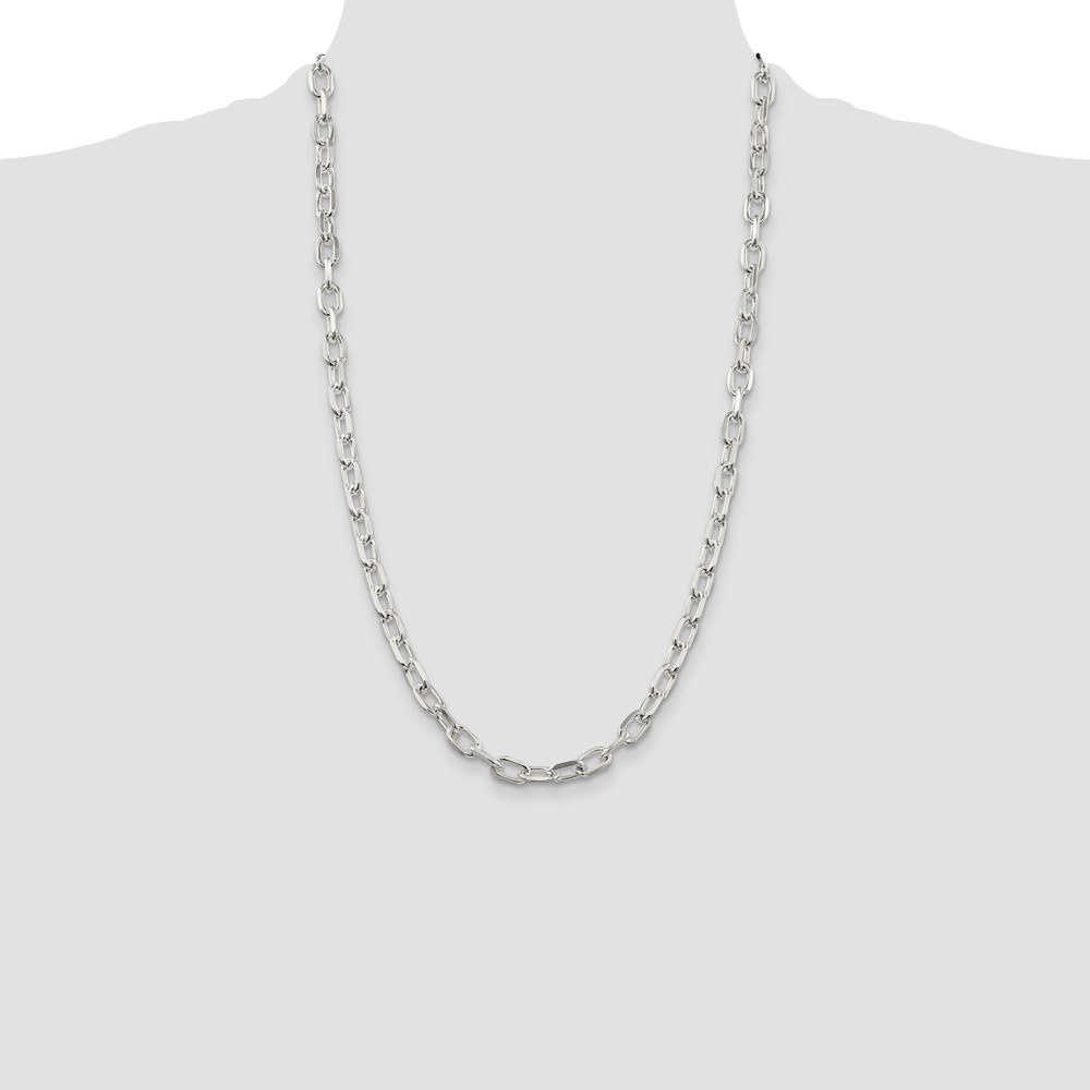Sterling Silver 6.65mm Diamond-cut Long Link Cable Chain (QAR180-26)
