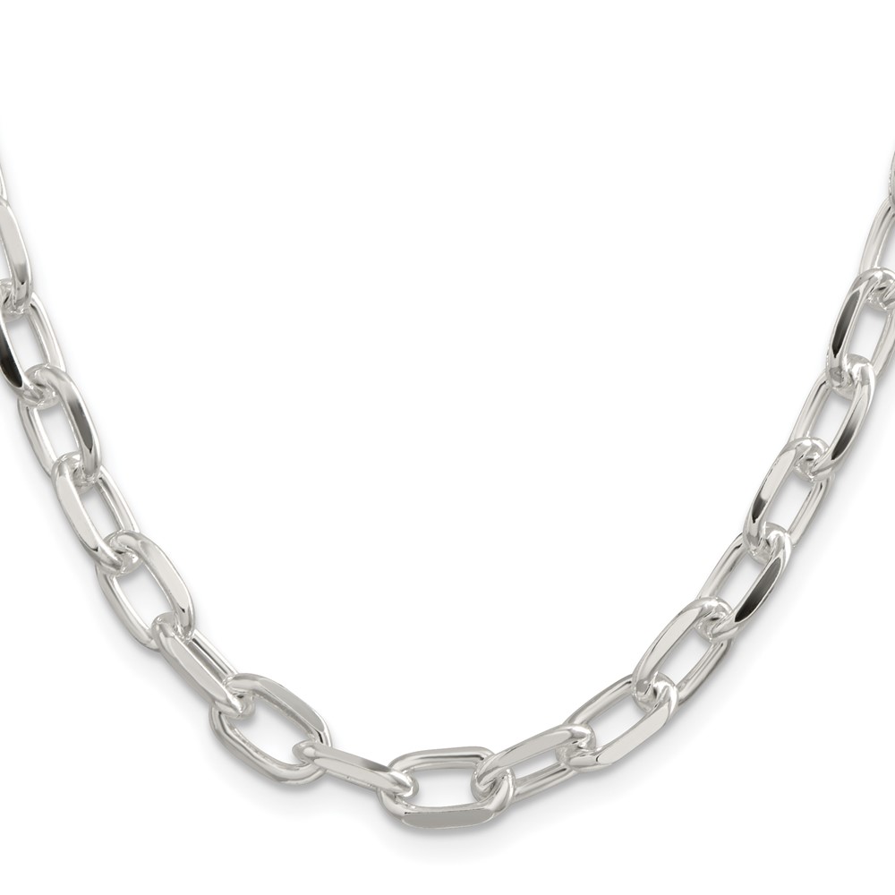 Sterling Silver 7.5mm Diamond-cut Long Link Cable Chain (QAR200-24)