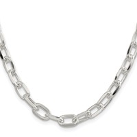 Sterling Silver 7.5mm Diamond-cut Long Link Cable Chain view 2