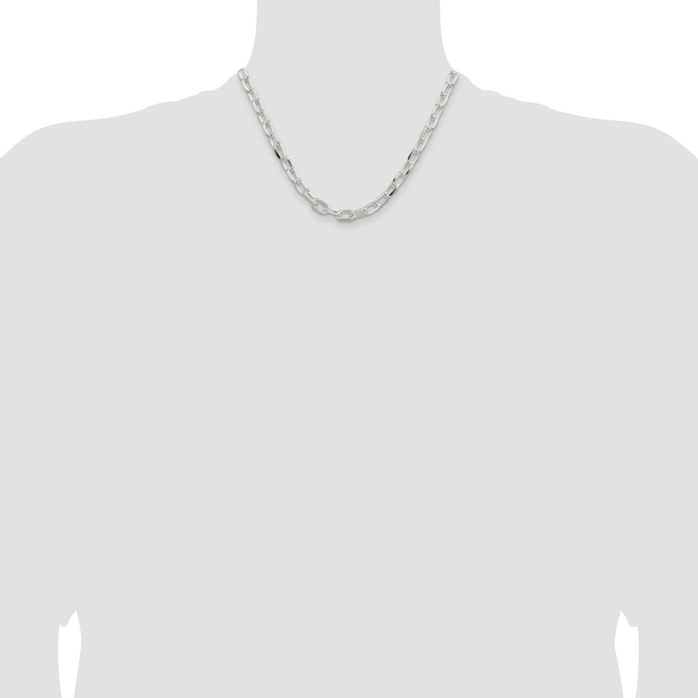 Sterling Silver 7.5mm Diamond-cut Long Link Cable Chain (QAR200-18)