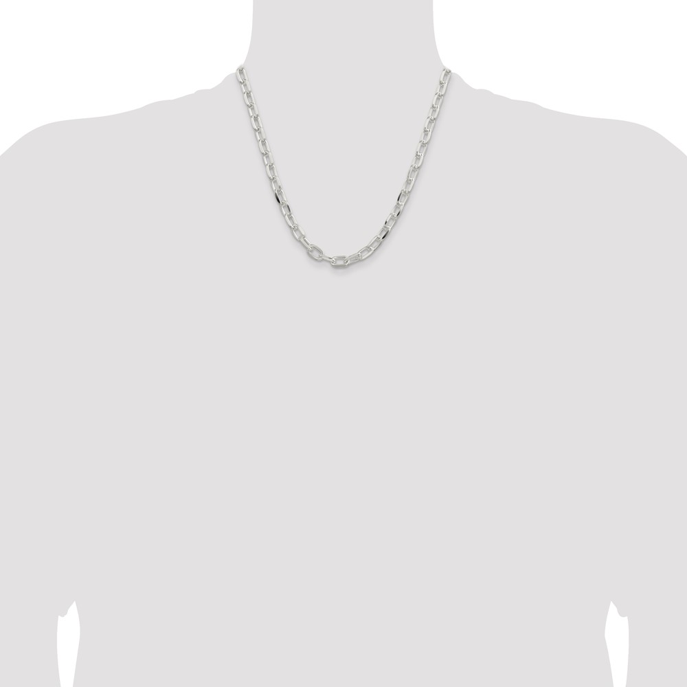 Sterling Silver 7.5mm Diamond-cut Long Link Cable Chain (QAR200-20)