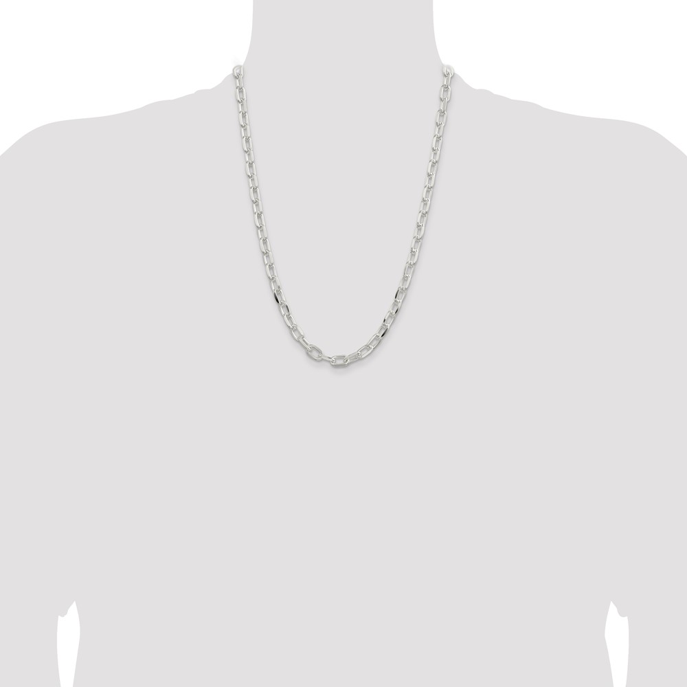 Sterling Silver 7.5mm Diamond-cut Long Link Cable Chain (QAR200-24)