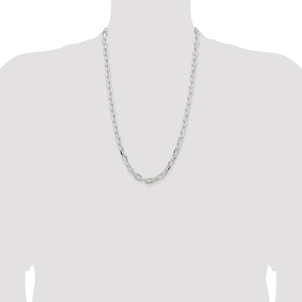 Sterling Silver 7.5mm Diamond-cut Long Link Cable Chain (QAR200-26)