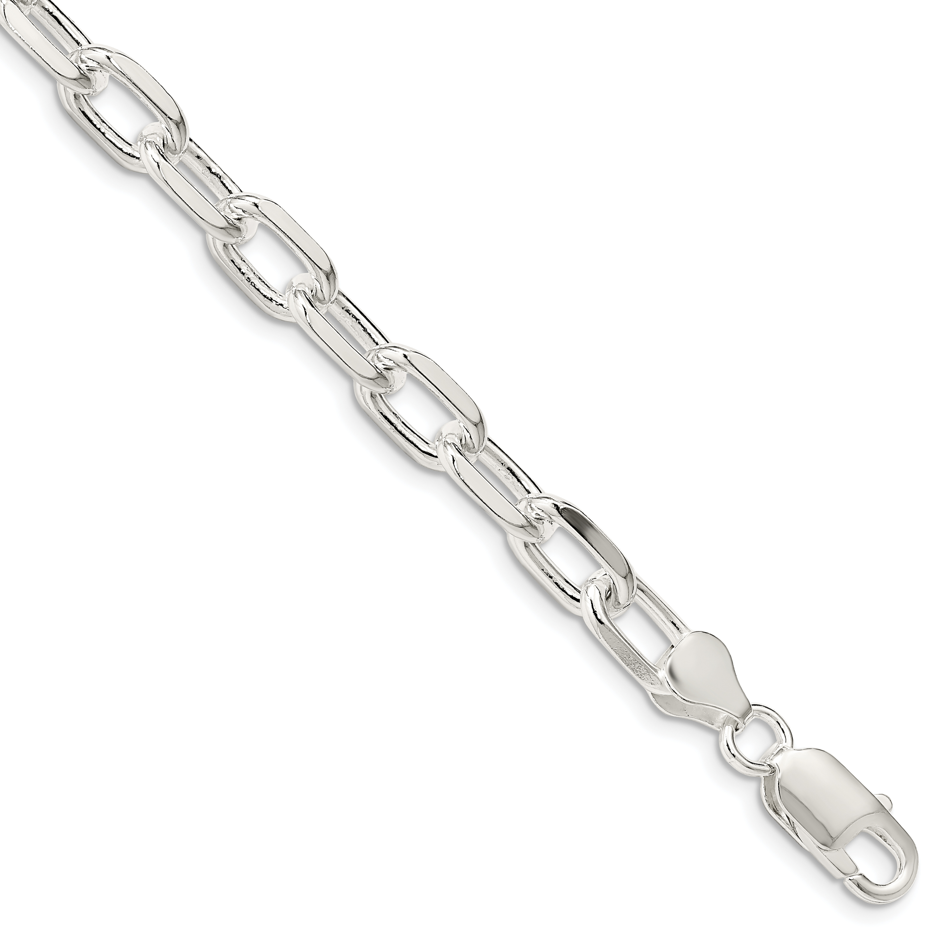 Sterling Silver 7.5mm Diamond-cut Long Link Cable Chain (QAR200-8)
