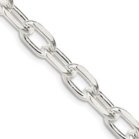 Sterling Silver 7.5mm Diamond-cut Long Link Cable Chain view 1