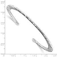 Sterling Silver Polished Hammered Open Bangle view 3