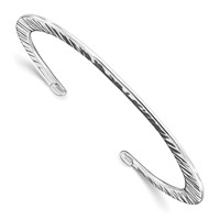 Sterling Silver Polished Hammered Open Bangle view 1