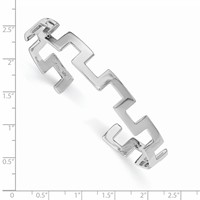 Sterling Silver Rhodium-plated Polished Fancy Cuff Bangle view 2