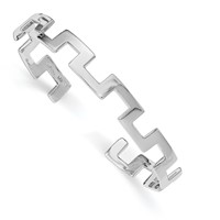 Sterling Silver Rhodium-plated Polished Fancy Cuff Bangle view 1
