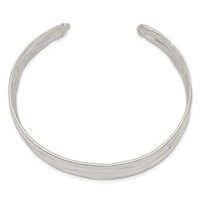 Sterling Silver Rhodium-plated Polished 6mm Hammered Bands Cuff Bangle view 2