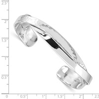 Sterling Silver Rhodium-plated Polished 6mm Hammered Bands Cuff Bangle view 3