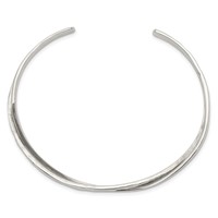 Sterling Silver Rhodium-plated Polished 3mm Hammered Bands Cuff Bangle view 2