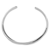 Sterling Silver Rhodium-plated Polished Crinkle Textured 18mm Cuff Bangle view 2