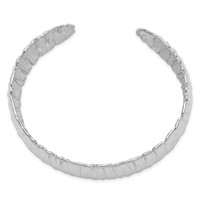 Sterling Silver Rhodium-plated Polished Crinkle Textured 31.5mm Cuff Bangle view 2