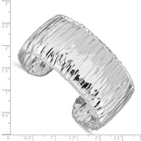 Sterling Silver Rhodium-plated Polished Crinkle Textured 31.5mm Cuff Bangle view 3