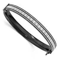 Sterling Silver Ruthenium-plated Glitter Infused Bangle view 1