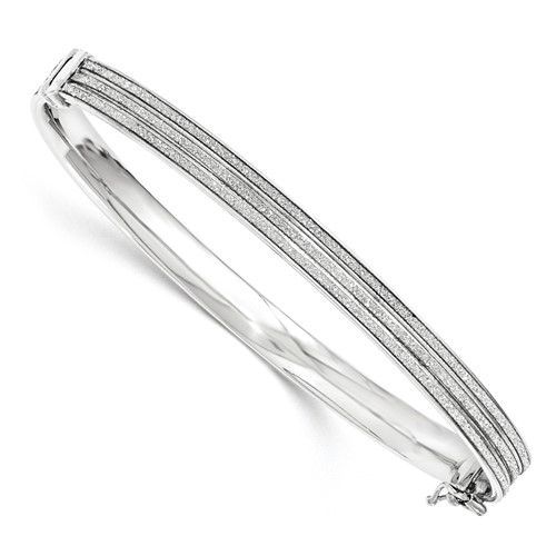 Sterling Silver Bangle with Glitter Hinged