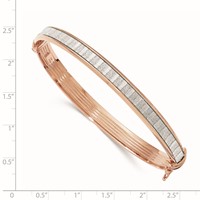 Sterling Silver Rose-tone Bangle with Glitter Hinged view 2