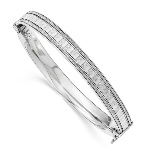 Sterling Silver Bangle with Glitter Hinged