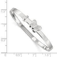 Sterling Silver Polished Antiqued Butterfly 4mm Adjustable Children's Bangl view 3