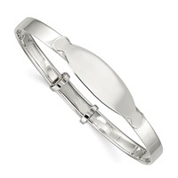 Sterling Silver Polished Adjustable ID Baby Bangle Bracelet view 1
