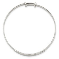 Sterling Silver Polished CZ ID Adjustable Baby Bangle Bracelet view 2
