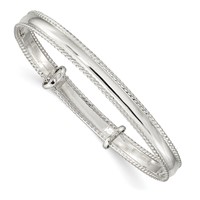 Sterling Silver Polished Milgrain 4.75mm Adjustable Children's Bangle view 1