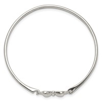 Sterling Silver Polished Bow Baby Bangle Bracelet view 2