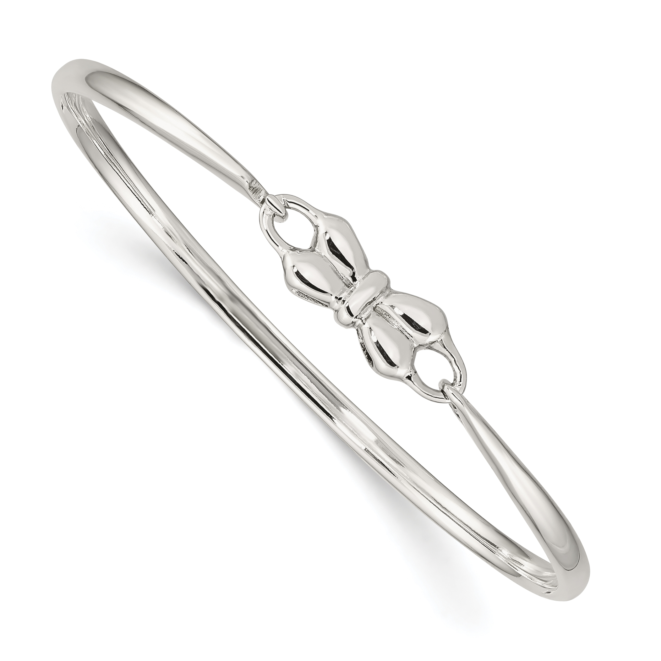 Sterling Silver Polished Bow Baby Bangle Bracelet (QB1056)