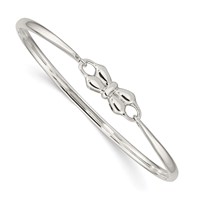 Sterling Silver Polished Bow Baby Bangle Bracelet view 1