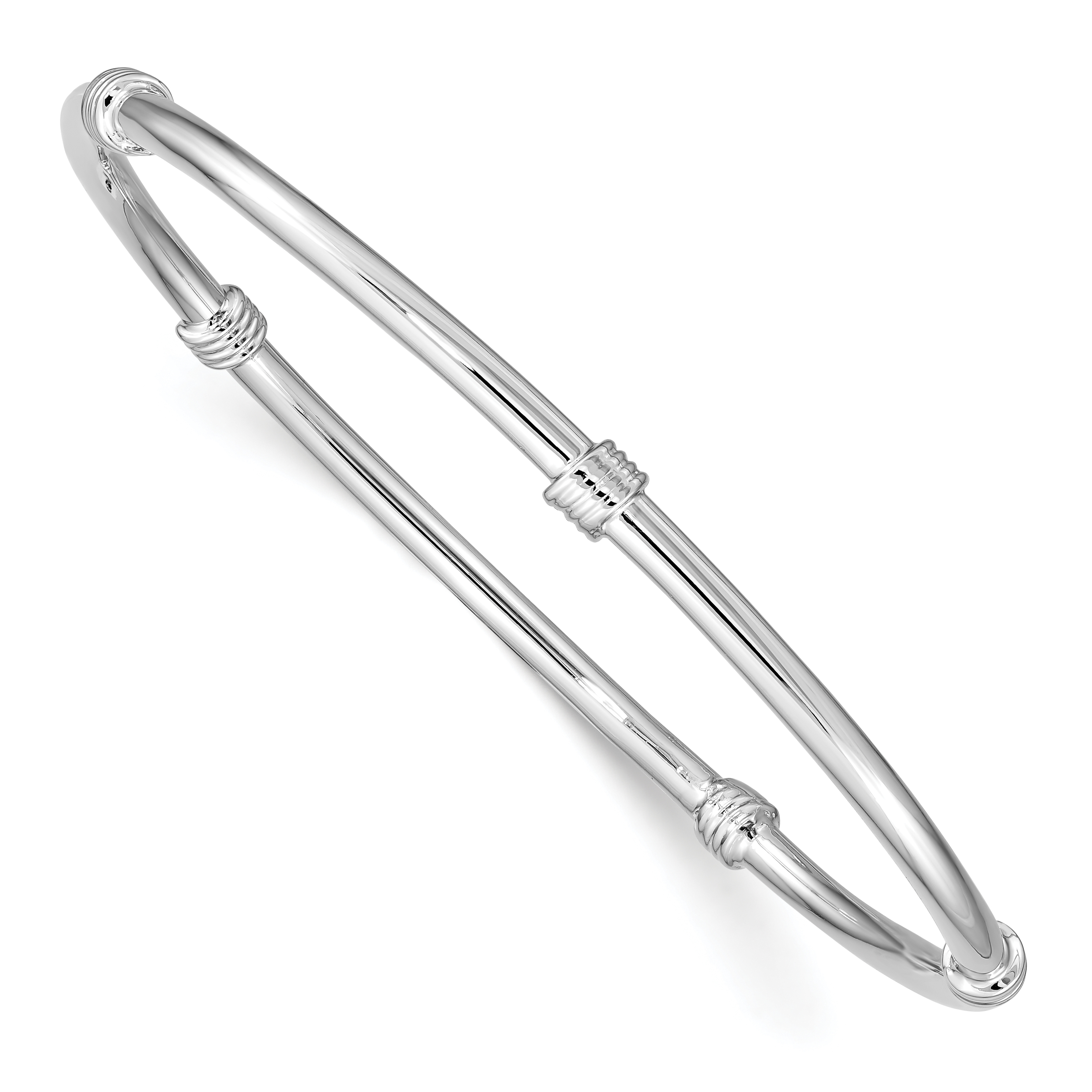 Sterling Silver Rhodium-plated Slip-on Bangle (QB1061)