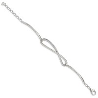 Sterling Shimmer Sterling Silver Rhodium-plated 33 Stone CZ Infinity Symbol Bracelet view 2
