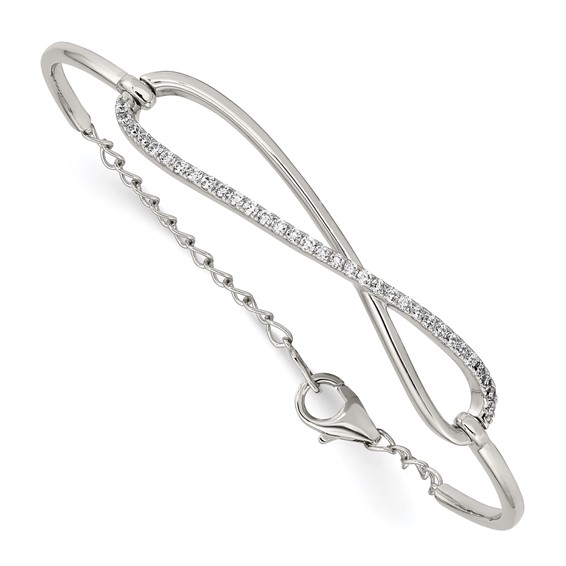 Sterling Shimmer Sterling Silver Rhodium-plated 33 Stone CZ Infinity Symbol Bracelet