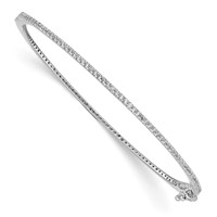 Sterling Shimmer Sterling Silver Rhodium-plated 115 Stone CZ Hinged Bangle Bracelet view 1