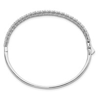 Sterling Shimmer Sterling Silver Rhodium-plated 25 Stone CZ Hinged Bangle Bracelet view 2