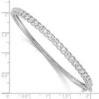 Sterling Shimmer Sterling Silver Rhodium-plated 25 Stone CZ Hinged Bangle Bracelet view 3