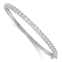 Sterling Shimmer Sterling Silver Rhodium-plated 25 Stone CZ Hinged Bangle Bracelet view 1