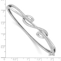 Sterling Shimmer Sterling Silver Rhodium-plated 83 Stone CZ Hinged Bangle Bracelet view 3