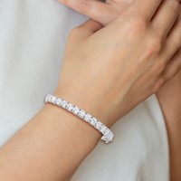 Sterling Shimmer Sterling Silver Rhodium-plated 15 Stone CZ Hinged Bangle Bracelet view 4