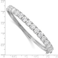 Sterling Shimmer Sterling Silver Rhodium-plated 15 Stone CZ Hinged Bangle Bracelet view 3