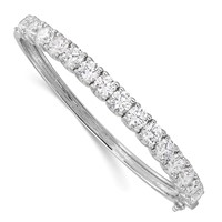 Sterling Shimmer Sterling Silver Rhodium-plated 15 Stone CZ Hinged Bangle Bracelet view 1