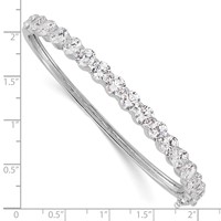 Sterling Shimmer Sterling Silver Rhodium-plated 17 Stone CZ Hinged Bangle Bracelet view 3