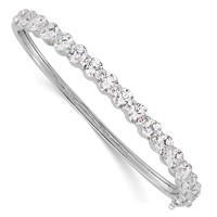Sterling Shimmer Sterling Silver Rhodium-plated 17 Stone CZ Hinged Bangle Bracelet view 1