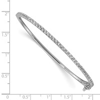 Sterling Shimmer Sterling Silver Rhodium-plated 41 Stone CZ Hinged Bangle Bracelet view 3