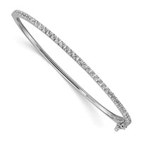 Sterling Shimmer Sterling Silver Rhodium-plated 41 Stone CZ Hinged Bangle Bracelet view 1