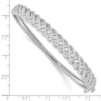 Sterling Shimmer Sterling Silver Rhodium-plated 349 Stone CZ Hinged Bangle Bracelet view 2