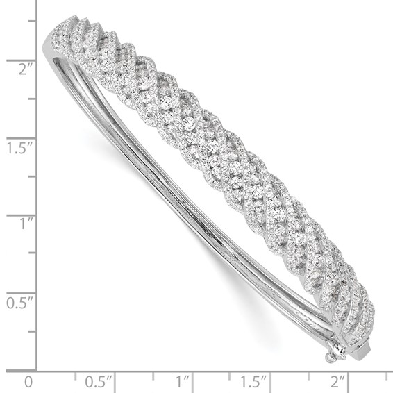 Sterling Silver CZ Hinged Bangle
