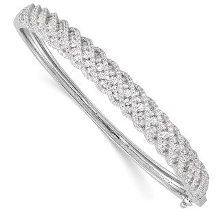 Sterling Silver CZ Hinged Bangle