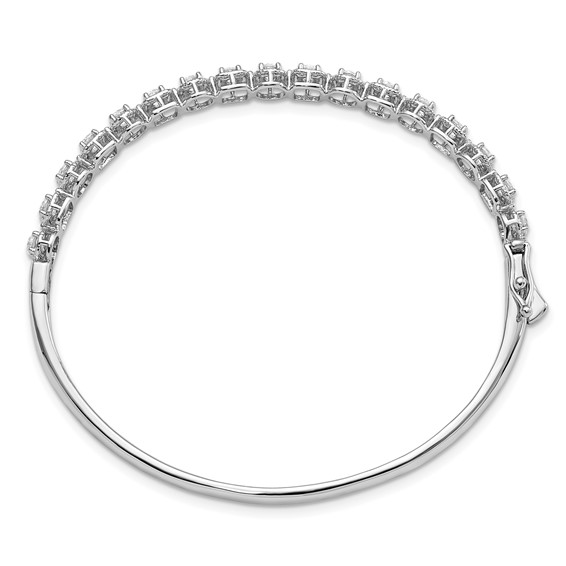 Sterling Shimmer Sterling Silver Rhodium-plated 17 Stone CZ Hinged Bangle Bracelet